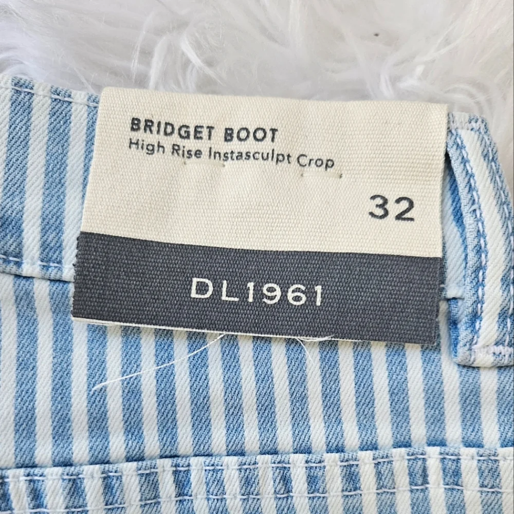 NWT DL1961 'Bridget' Striped Boot High Rise Cropped Jean, Instasculpt Size 32